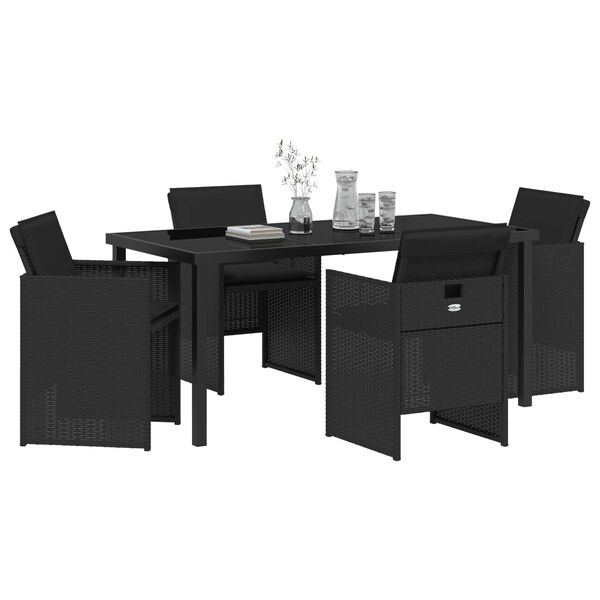 vidaXL Garten Essgruppe 5 pcs Schwarz Poly-Rattan