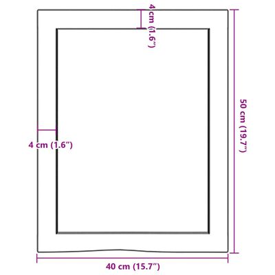 vidaXL Waschtischplatte 40x50x(2-4)cm Massivholz Unbehandelt