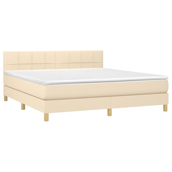 vidaXL Boxspringbett mit Matratze Creme 180x200 cm Stoff