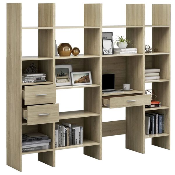 vidaXL 4-tlg. B&uuml;cherregal-Set Sonoma-Eiche Holzwerkstoff
