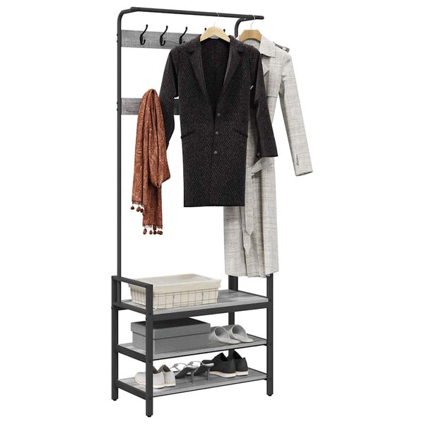vidaXL Garderobenst&auml;nder Graues Sonoma 75 x 34 x 184 cm Holzwerkstoff