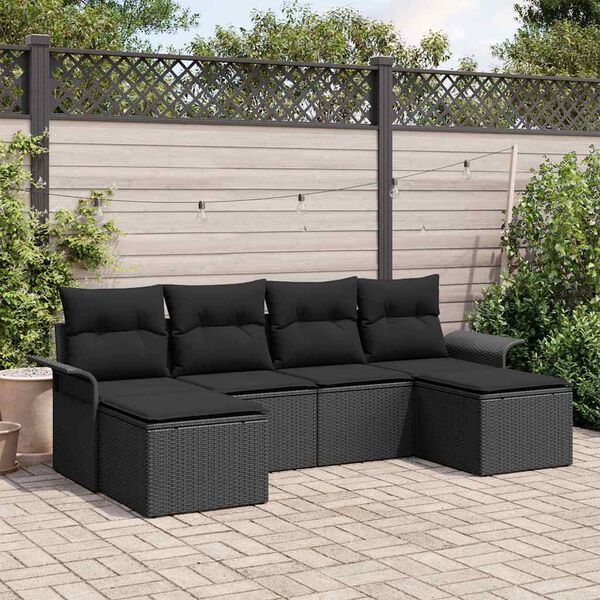 vidaXL Gartensofa-set mit Speicher 6 pcs Schwarz Poly-Rattan