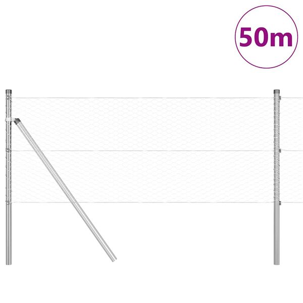 vidaXL Zaunpfosten Silber 50 x 0,6 m (25 mm Mesh) Stahl