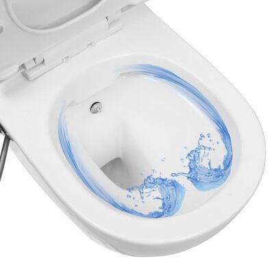vidaXL Wand-WC ohne Spülrand mit Bidet-Funktion Keramik Weiß
