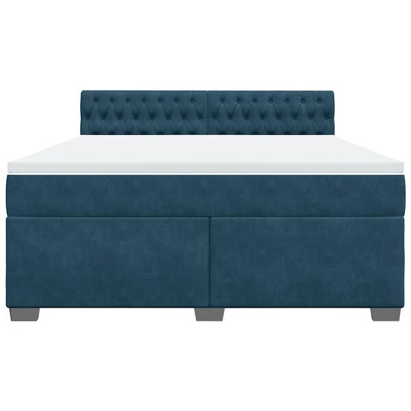 vidaXL Boxspringbett mit Matratze Blau 180x200 cm Samt