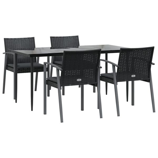 vidaXL 5-tlg. Garten-Essgruppe mit Kissen Poly Rattan und Stahl