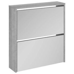 vidaXL Schuhschrank mit Spiegel 2 F&auml;cher Grau Sonoma 63x17x67 cm