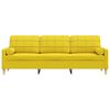 vidaXL Sofa 3-Sitzer mit Zierkissen Hellgelb 210 cm Stoff
