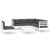vidaXL 6-tlg. Garten-Lounge-Set mit Kissen Wei&szlig; Kiefernholz
