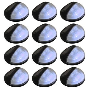 vidaXL Outdoor Solar-Wandleuchten LED 12 Stk. Rund Schwarz