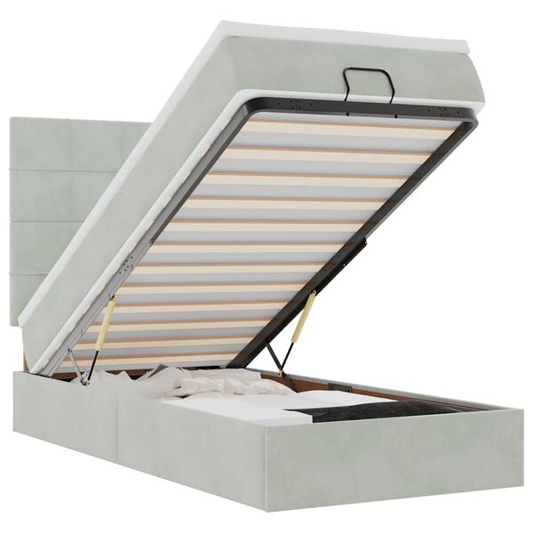 vidaXL Ottoman-Bett mit Matratzen Hellgrau 90x200 cm Samt
