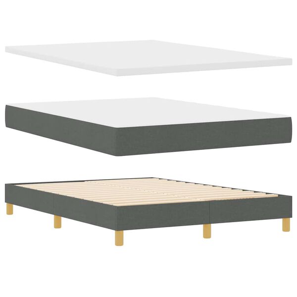 vidaXL Boxspringbett mit Matratze Dunkelgrau 140 x 190 cm Stoff