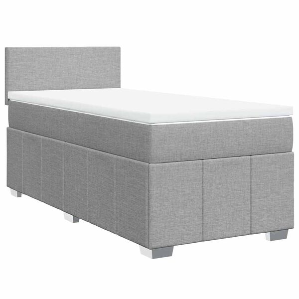 vidaXL Boxspringbett mit Matratze Hellgrau 80x200 cm Stoff