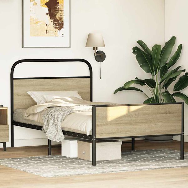 vidaXL Bettgestell ohne Matratze 100x200 cm Sonoma-Eiche Holzwerkstoff