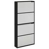 vidaXL Schuhschrank mit Spiegel 4 F&auml;cher Schwarz 63x17x134 cm