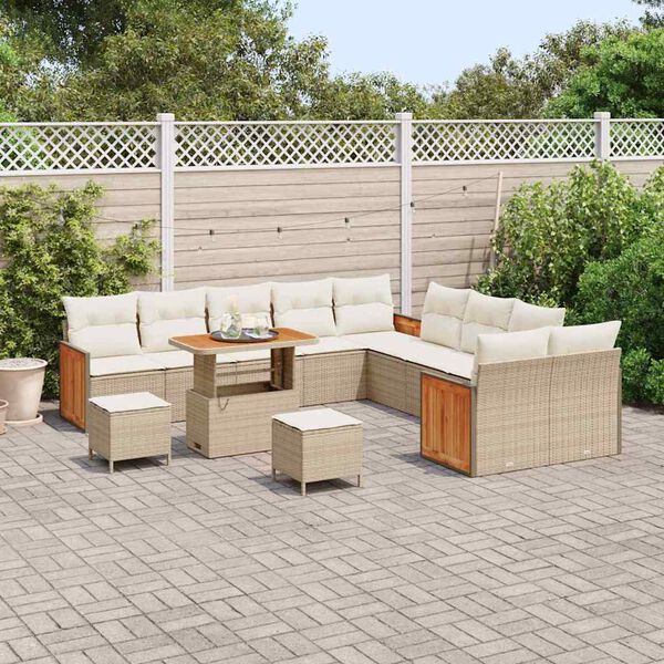 vidaXL Gartensofa-set mit Kissen 13 pcs Beige und Creme
