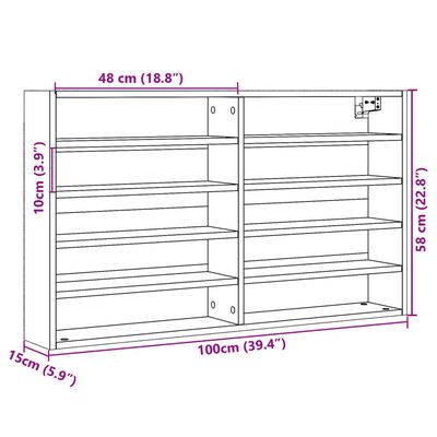 vidaXL Vitrinenschrank Braun Eichen-Optik 100x15x58 cm Holzwerkstoff