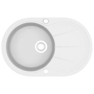vidaXL Granitsp&uuml;le Einzelbecken Oval Wei&szlig;