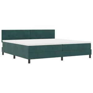 vidaXL LED Boxspringbett mit Kopfteil Dunkelgr&uuml;n 200 x 200 cm Samt