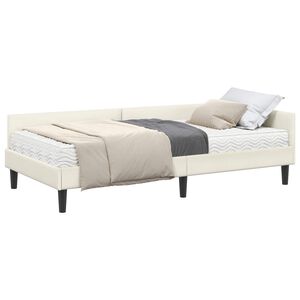 vidaXL Eckbettgestell mit Matratze Sonstiges 2 pcs Creme Samt