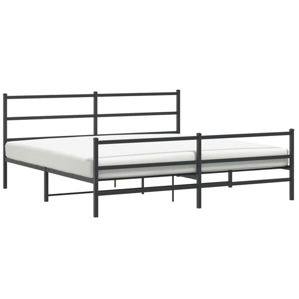 vidaXL Bettgestell mit Kopf- und Fu&szlig;teil Metall Schwarz 180x200 cm