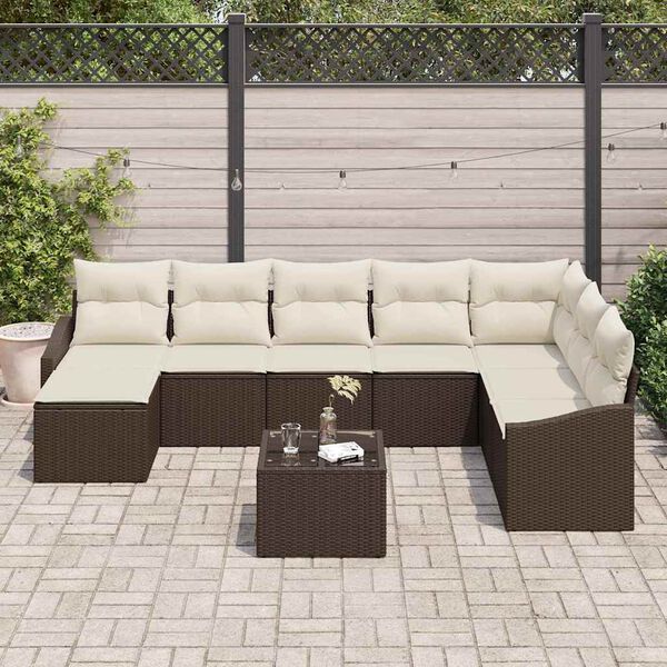 vidaXL Gartensofa-set mit Kissen 8 pcs Braun und Creme Poly-Rattan