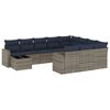vidaXL 11-teiliges Gartensofa-Set mit Kissen, grau, Polyrattan