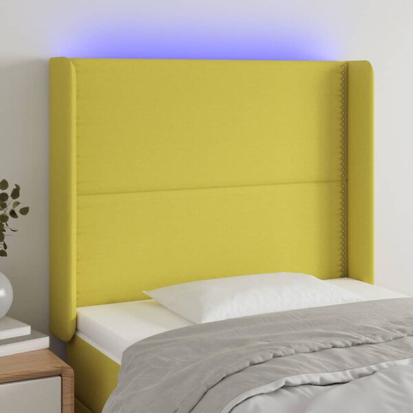 vidaXL LED Kopfteil Gr&uuml;n 83x16x118/128 cm Stoff