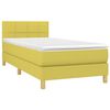 vidaXL Boxspringbett mit Matratze & LED Gr&uuml;n 100x200 cm Stoff