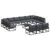 vidaXL Garten-Sofa-Set mit Kissen Schwarz Aluminium