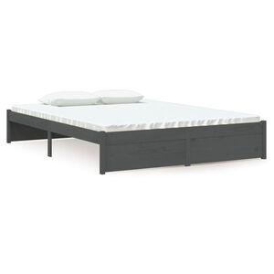 vidaXL Massivholzbett Grau 135x190 cm
