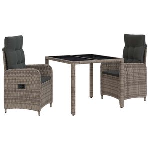 vidaXL Outdoortisch-Set 3 stk. Hellgrau und Dunkelgrau Poly-Rattan