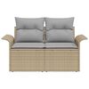 vidaXL Gartensofa mit Kissen Beige 141 x 62 x 69cm Poly-Rattan