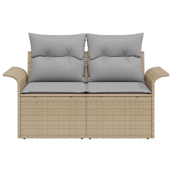 vidaXL Gartensofa mit Kissen Beige 141 x 62 x 69cm Poly-Rattan
