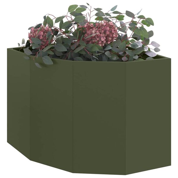 vidaXL Eckpflanzer Olivgr&uuml;n 60 x 60 x 50 cm Stahl