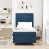 vidaXL LED Boxspringbett mit Matratze Blau 90 x 190 cm Stoff