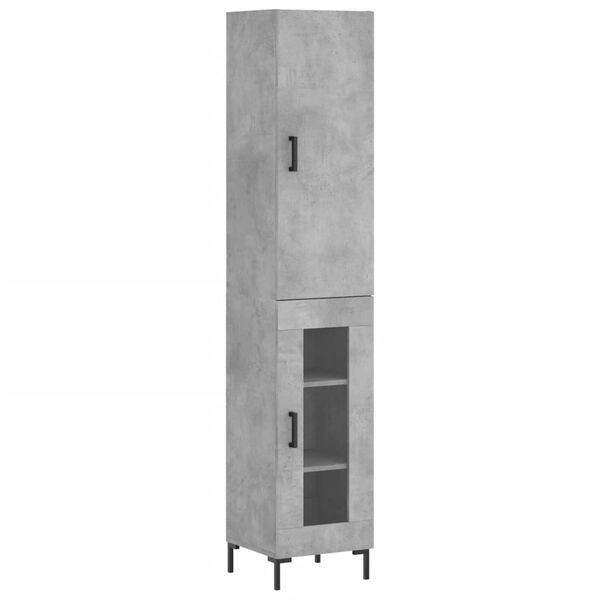vidaXL Highboard Betongrau 34,5x34x180 cm Holzwerkstoff