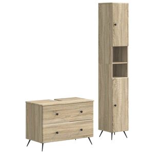 vidaXL 2-teiliges Badezimmer Schrank Set BREDA Sonoma-Eiche