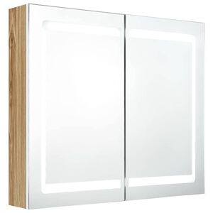 vidaXL Badezimmerspiegelschrank Wei&szlig; und Eichefarben 80 x 12 x 68 cm