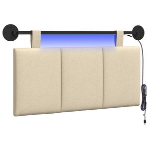 vidaXL H&auml;ngendes Kopfteil Mit LED Licht Creme Stoff