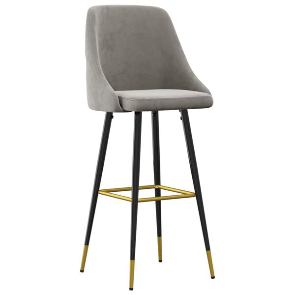 vidaXL Barhocker 2 Stk. Hellgrau Samt