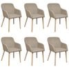 vidaXL Esszimmerst&uuml;hle 6 Stk. Beige Stoff und Massivholz Eiche