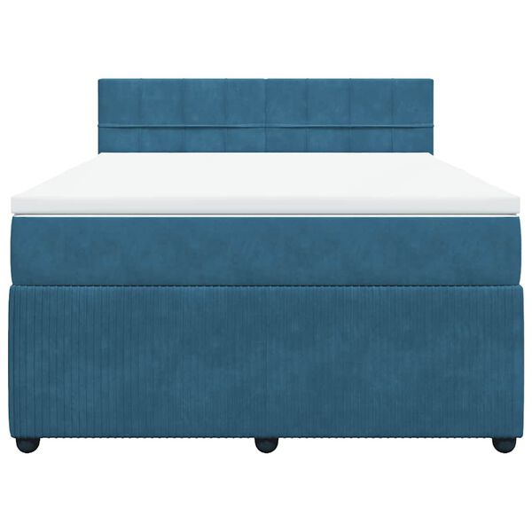 vidaXL Boxspringbett mit Matratze Blau 140x200 cm Samt
