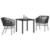 vidaXL Garten Essgruppe 3 pcs Schwarz Pulverbeschichteter Stahl