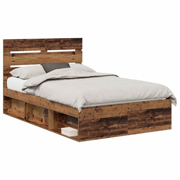 vidaXL Bettrahmen Altholz 135 x 190 cm Massives Kiefernholz