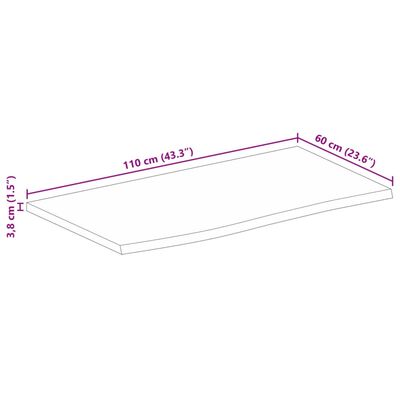 vidaXL Tischplatte mit Baumkante 110x60x3,8 cm Massivholz Mango