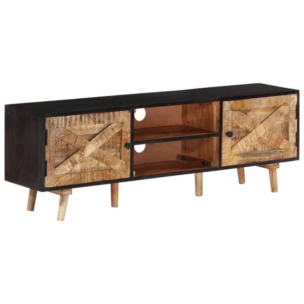 vidaXL TV-Schrank 140x30x46 cm Rohes Mangoholz und Massivholz Akazie