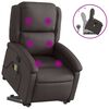 vidaXL Massagesessel mit Aufstehhilfe Dunkelbraun Echtleder