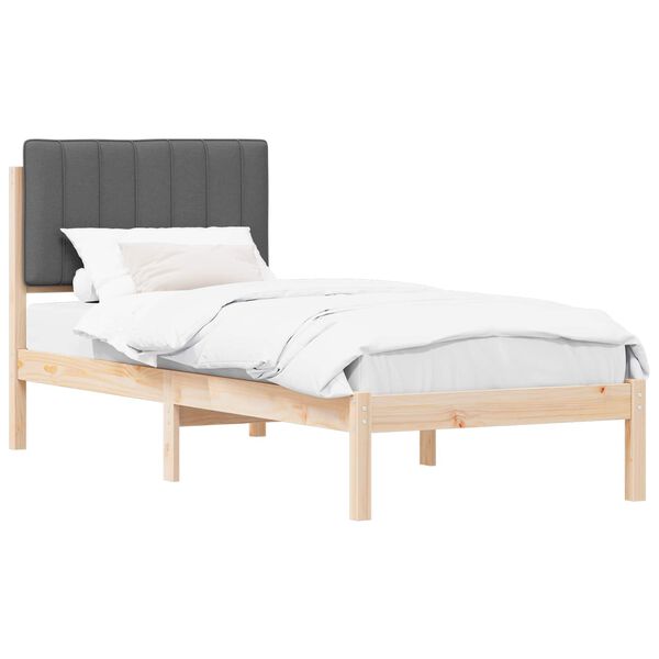 vidaXL Bettgestell mit gepolstertem Kopfteil Dunkelgrau 80 x 200 cm