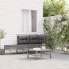 vidaXL 3-tlg. Garten-Lounge-Set mit Kissen Grau Poly Rattan